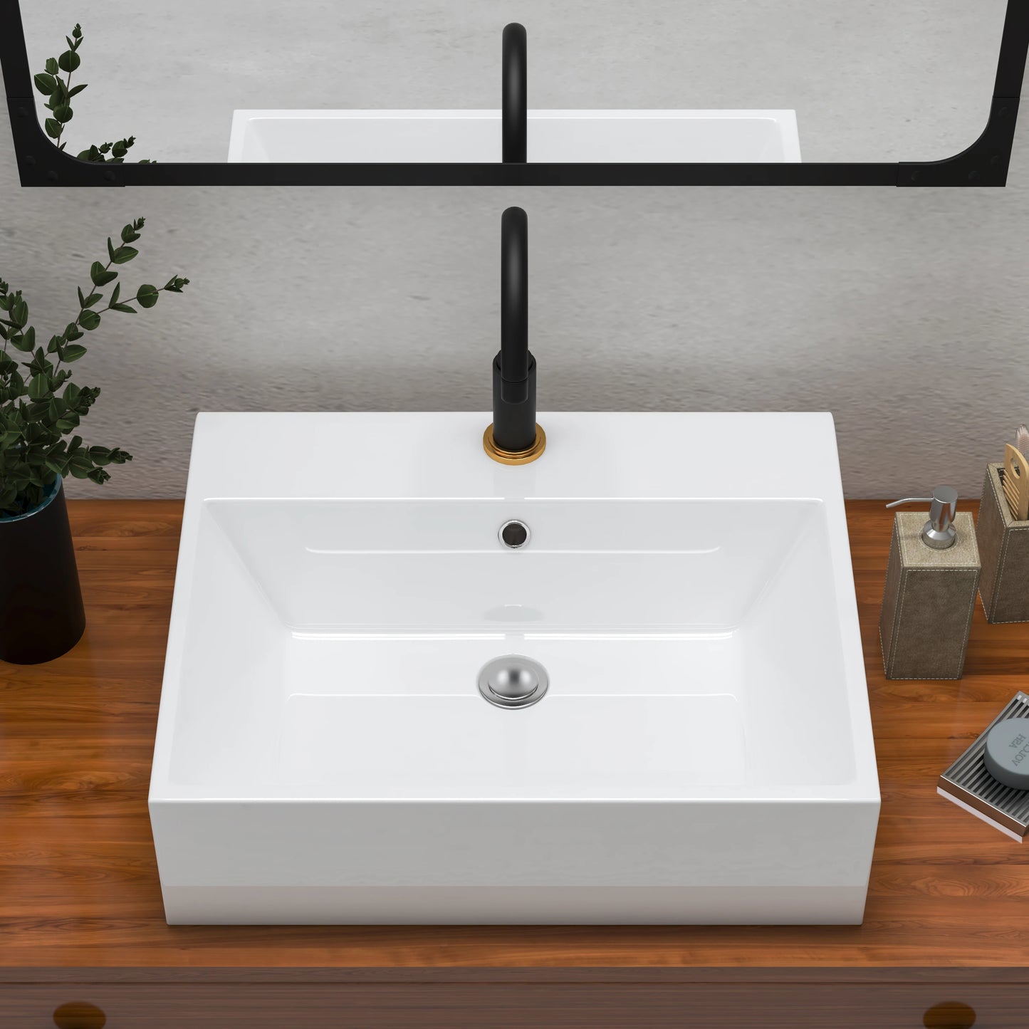 MEJE  Vessel Sink, Above Countertop  Sink Rectangular/Egg Shape  White