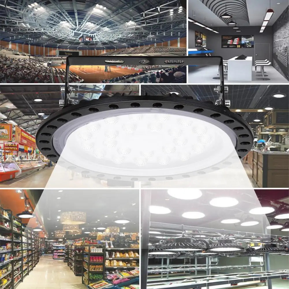 100-500W Ultraslim UFO LED High Bay Light 110V Garage Shop Lights IP65 Commercial Lighting USA Warehouse Led High Bay Lamp