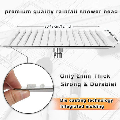 Chrome LED Light Bathroom Shower Head 16 inch Big Rainfall Shower Faucets Accessory Top Square Brass Ultra-thin Shower Head