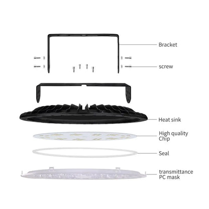 100-500W Ultraslim UFO LED High Bay Light 110V Garage Shop Lights IP65 Commercial Lighting USA Warehouse Led High Bay Lamp