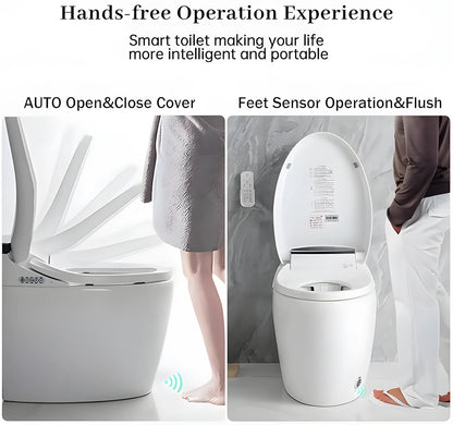 Smart Toilet with AUTO Open/Close Lid,with Built In Bidet, One Piece Heated Bidet Toilet Seat with AUTO Flush, Tankless Toilet