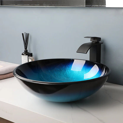 ZAPPO Blue Sinks Glass Vessel  for Bathroom Countertop