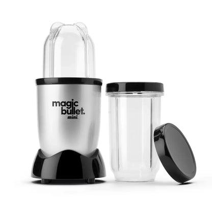 Mini 14 oz. Compact Personal Blender Silver/Black, Cross Blade is Made from Stainless steel and Cups are Made BPA-Free Plastic