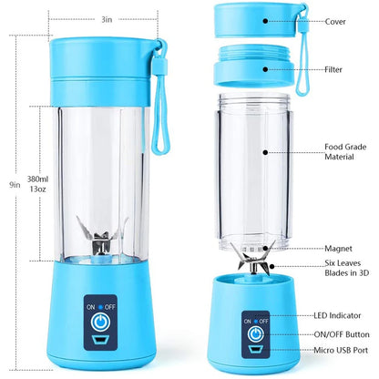 Portable Blender 2 Blade Cutter USB Mixer Electric Juicer Machine Smoothie Blender Mini Food Personal Handheld Mixer