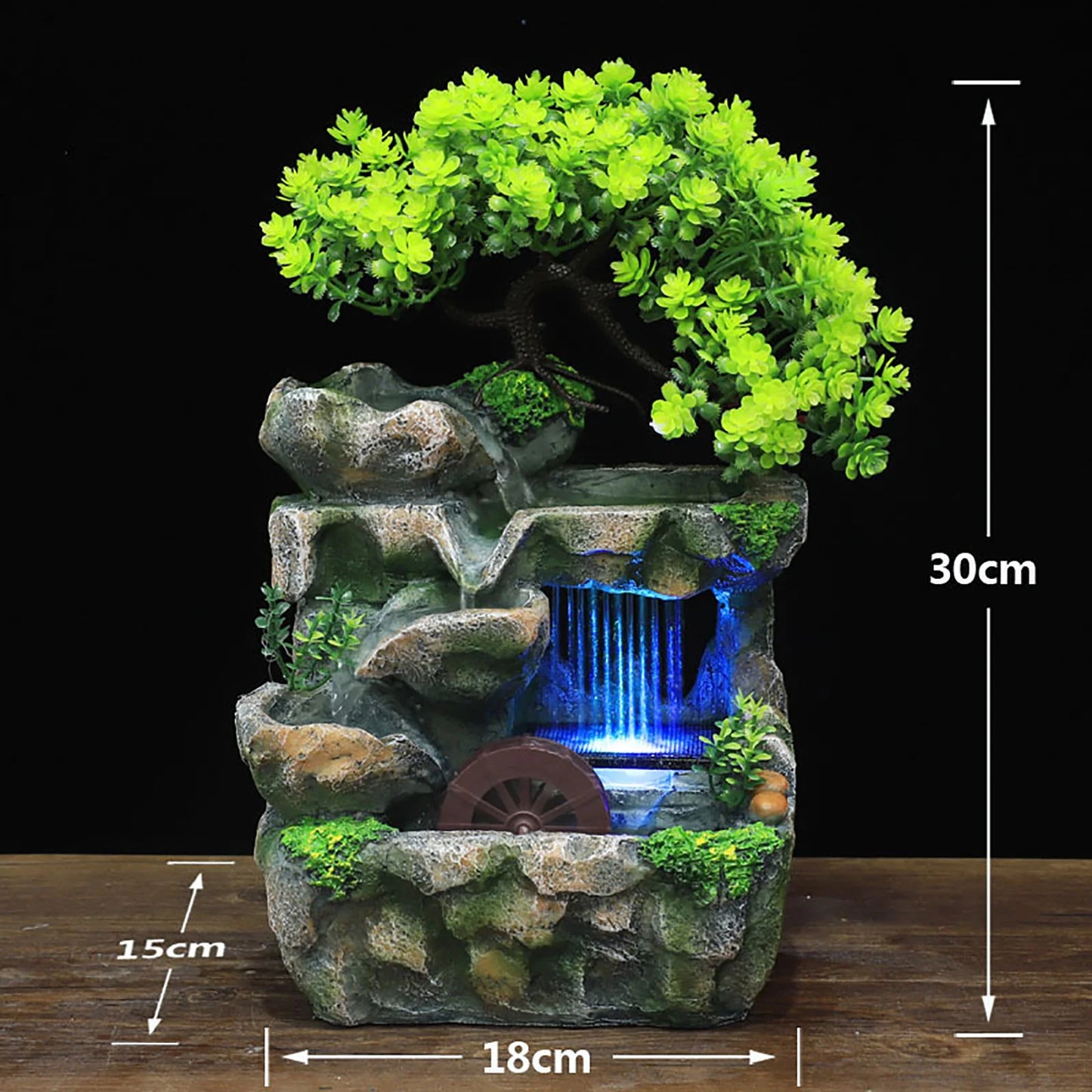 Indoor Room Fountain Waterfall Decor Desktop Fountain Decoration Water Feature with Colour Changing LED Lighting Zen Meditation