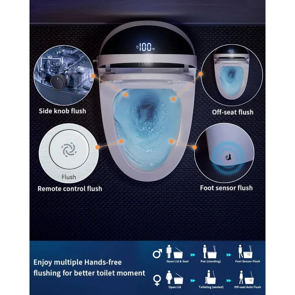 Smart Toilet, Pump-assisted Flush, Foot Sensor Operation, Warm Water, Heated Seat, Air Dryer, Automatic Intelligent Toilets