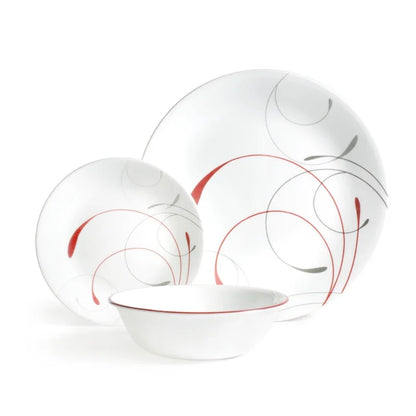 Corelle Splendor, White and Red Round 12-Piece Dinnerware Set