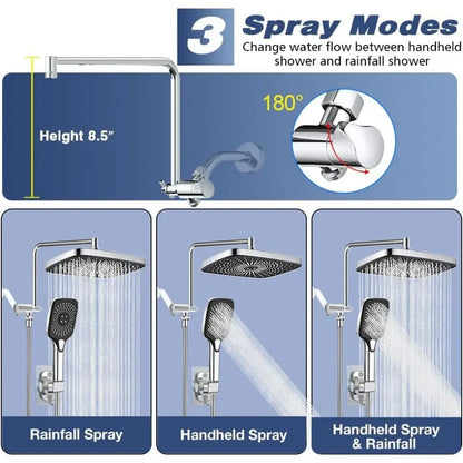 12 Inch Shower Head with Handheld Spray, 4 Sets of High-pressure Shower Heads with Handheld Spray