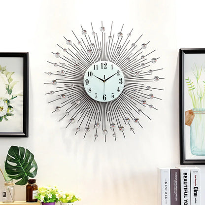 3D Crystal Wall Clock Modern Luxury Diamond Dispersion Silver Design Clock Creative Home Decor for Living Room