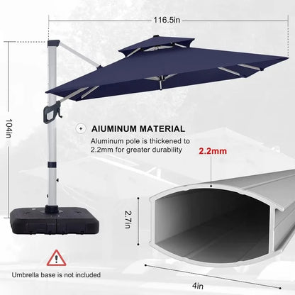 Windproof 10ft Cantilever Patio Umbrella - 360° Rotation