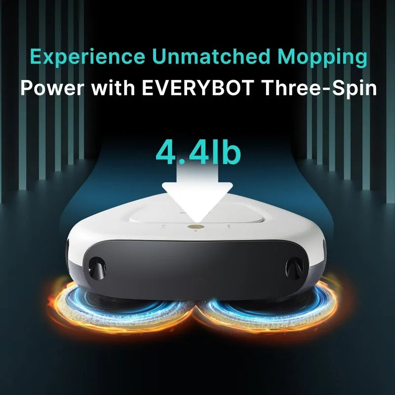 EVERYBOT Three-Spin Robot Mop | Powerful Stylish 3 Spin Wet Mop for Hard Floor & Tile Cleaning with Remote Control