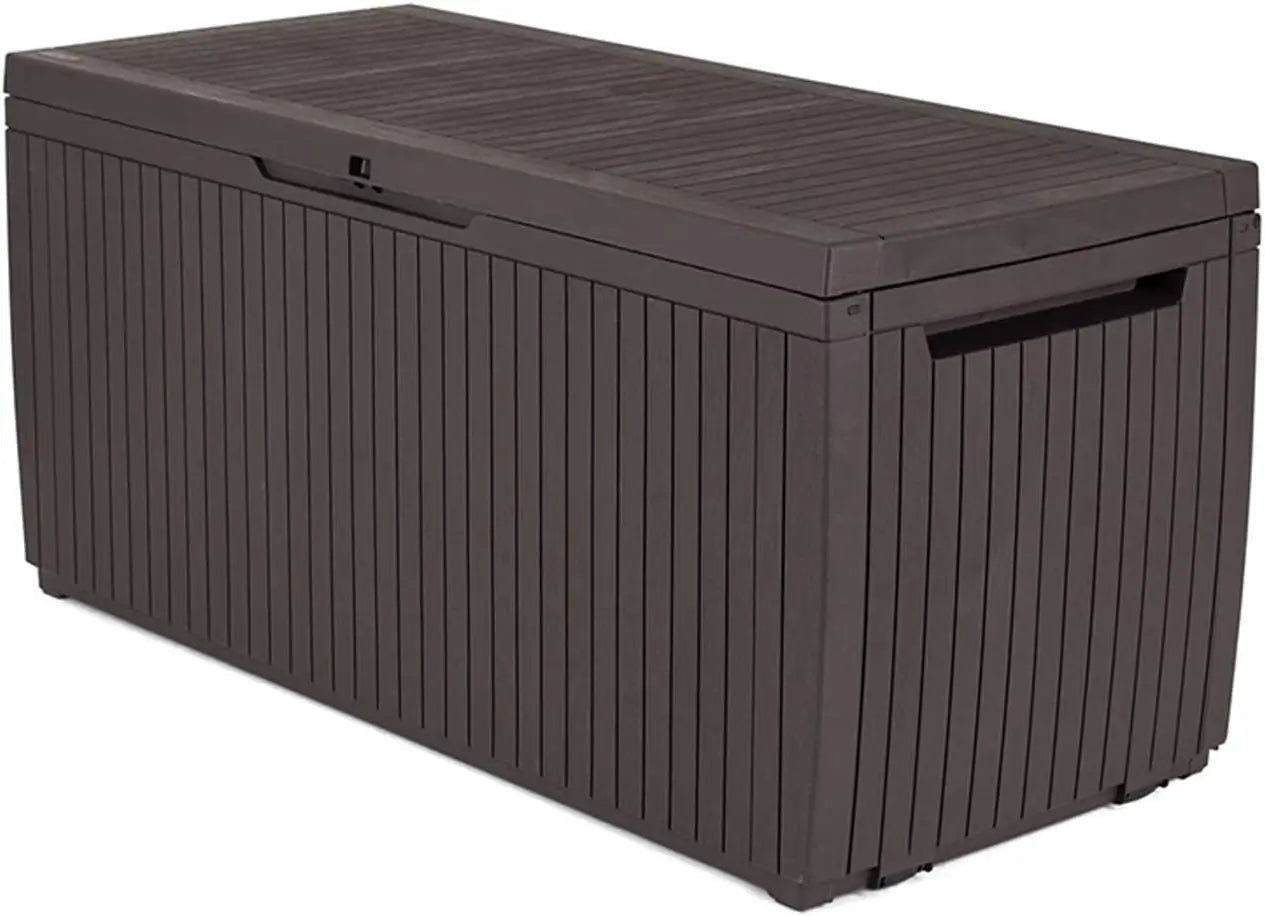 Springwood 80 Gallon Resin Outdoor Storage Box for Patio Furniture Cushions, Pool Toys,and Garden Tools with Handles,Brown