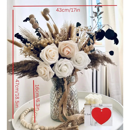 100pcs Artificial Flower Arrangements with Vase, Pampas Grass with Vase Included for Dining Table Centerpiece