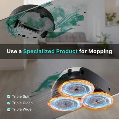 EVERYBOT Three-Spin Robot Mop | Powerful Stylish 3 Spin Wet Mop for Hard Floor & Tile Cleaning with Remote Control