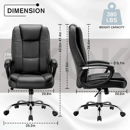 Office Chair, Executive Office Chair Height Adjustable PU Leather Computer Chair, High Back Home Office Desk Chairs