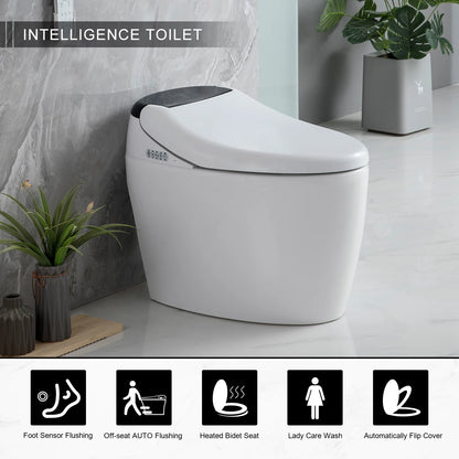 Smart Toilet with AUTO Open/Close Lid,with Built In Bidet, One Piece Heated Bidet Toilet Seat with AUTO Flush, Tankless Toilet