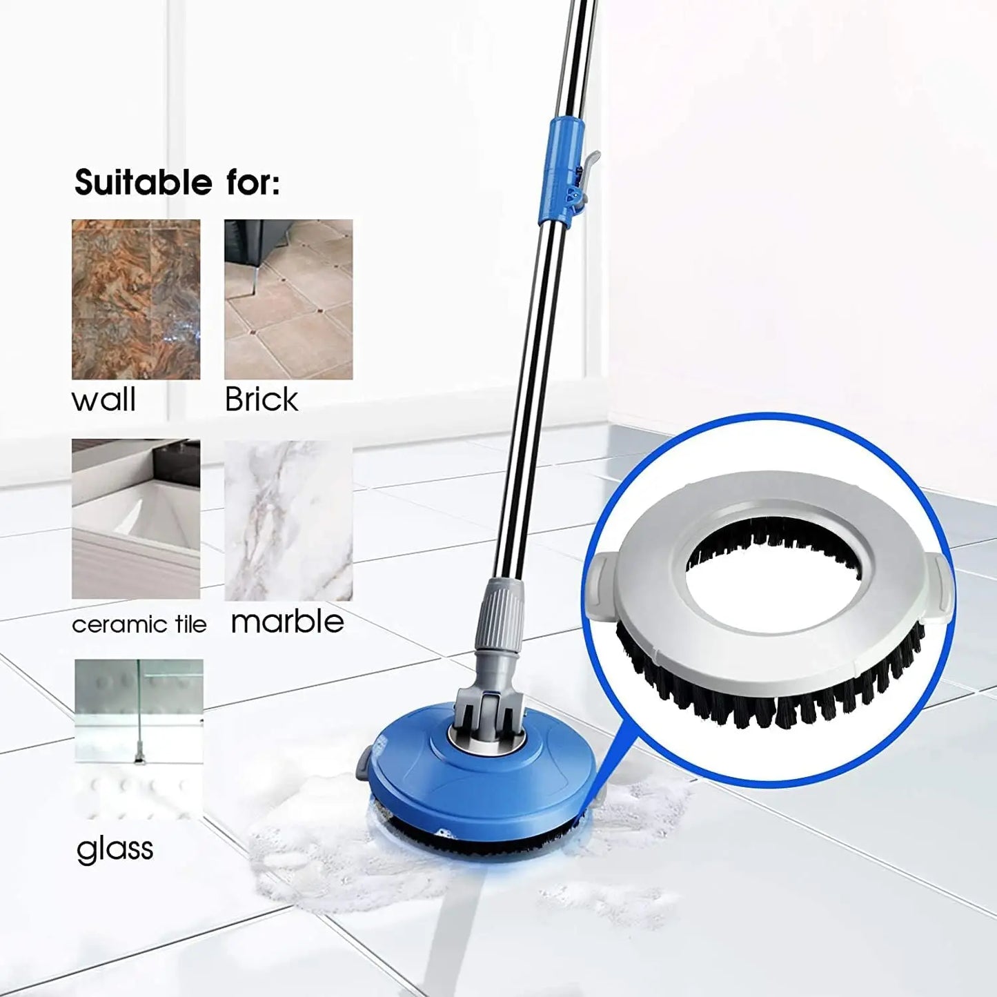 MASTERTOP Spin Mop and Bucket with Wringer Set, Foot Pedal, 360°Rotation, 5 Microfiber Mop Pads, 1 Brush Head, Hardwood Floor