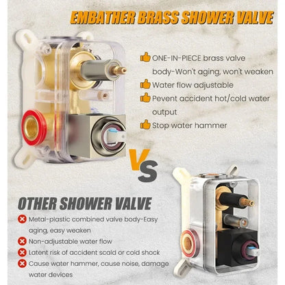 EMBATHER Shower System with Tub Spout,10 Inches Tub Shower Faucet Set For Bathroom,High Pressure Rain Shower with Handheld Spray