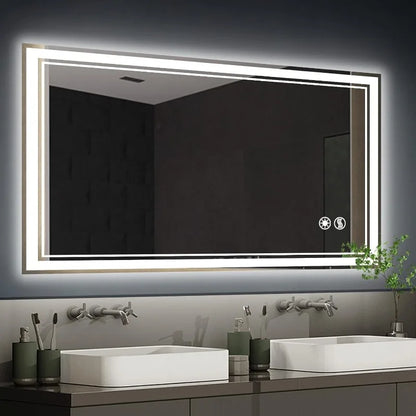 LED Mirror for Bathroom  with LED Lights Anti-Fog Dimmable 3 Colors Front and Backlit Lights LED Bathroom