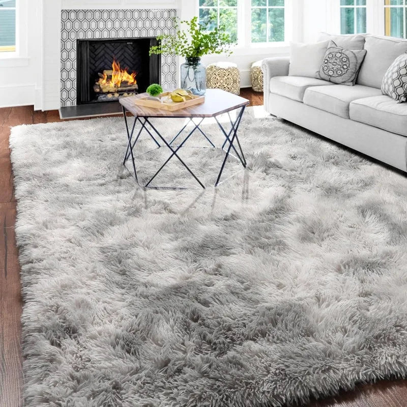 Grass Green Area Rug for Bedroom,4'X6',Fluffy Shag for Living Room,Furry Carpet for Kids Room,Shaggy Throw Rug for Nursery