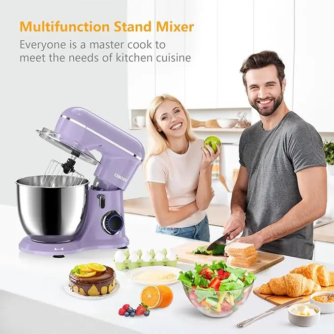 3-IN-1 Electric Stand Mixer Set 660W 10-Speed with Pulse Button 6.5QT Bowl Dough