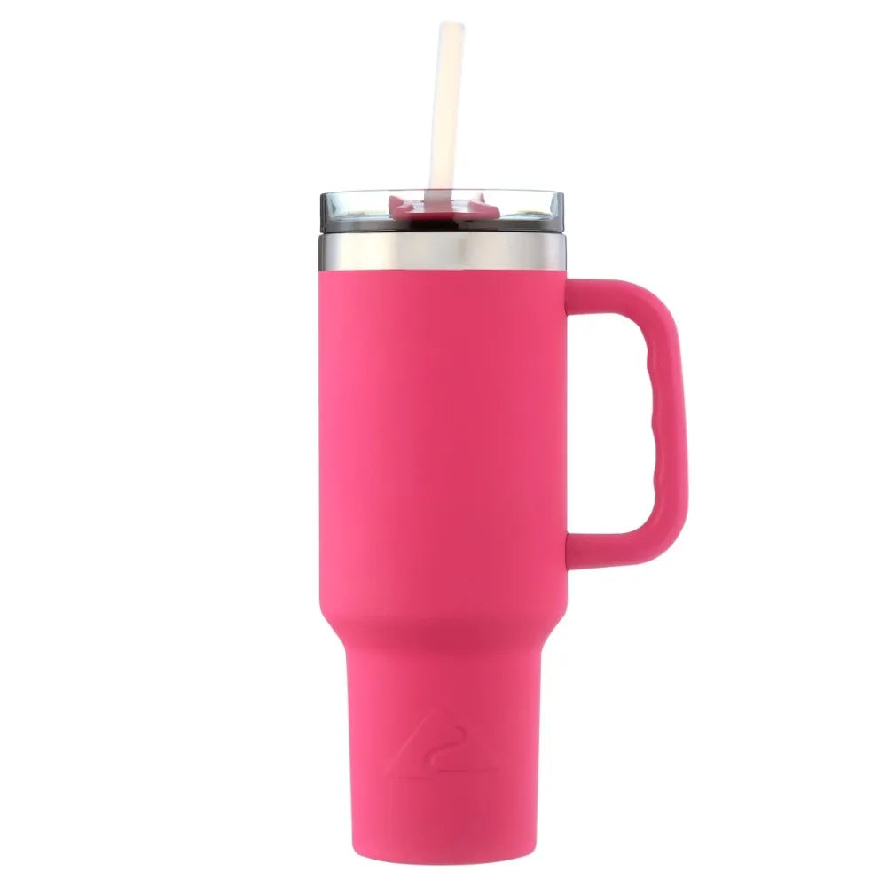 40 Oz Vacuumr-Insulated Stainless-Steel Tumble with Handle Hot Pink Double-walled Stainless-steel Construction