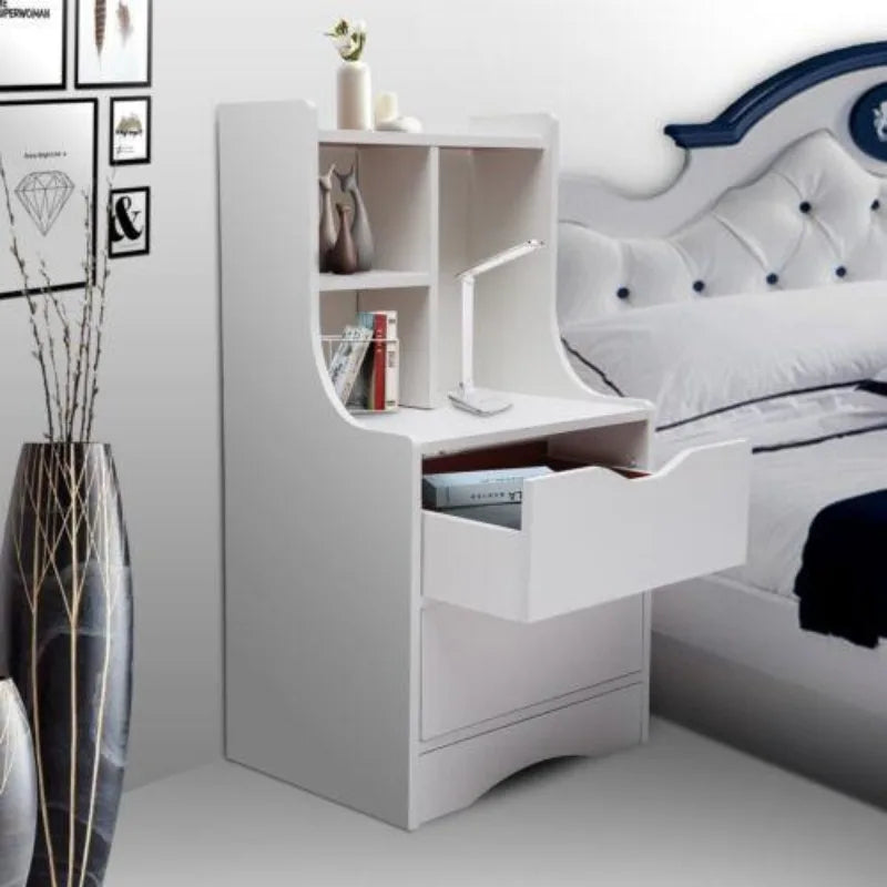 2-Drawer Bedroom Night Stand Bedside Table Furniture End Side Storage Desk White