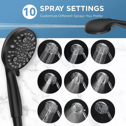 Dual Handheld Shower Head Combo,2-in-1 Rain Shower Heads System 8 Inch Rainfall Shower Head and 10 Modes High Pressure Hand Held