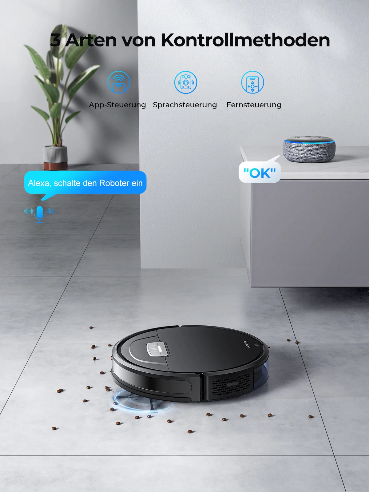 Laresar Robot Vacuum Cleaner Mop 6000Pa Wireless Smart APP Control Planned for Home Floor Washing Carpet Pet Hair Cleaning