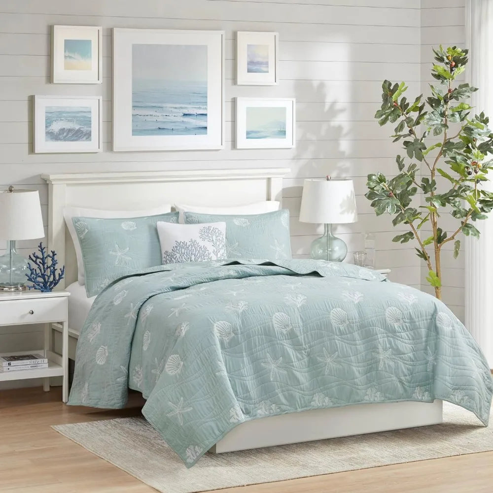 All Season Comforter Sets Pre-Washed Coverlet Bedding Layer Bed Linen Set.