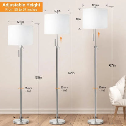 Floor Lamp for Living Room, Black Standing Lamp, Floor Lamp for Bedroom Office, Modern Tall Floor Lamp with Linen Shade