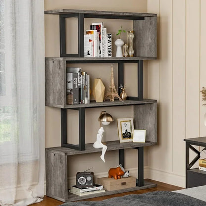 5-Tier Bookshelf and File Cabinet with Charging Station, Mobile Storage Furniture for Home Office Organization