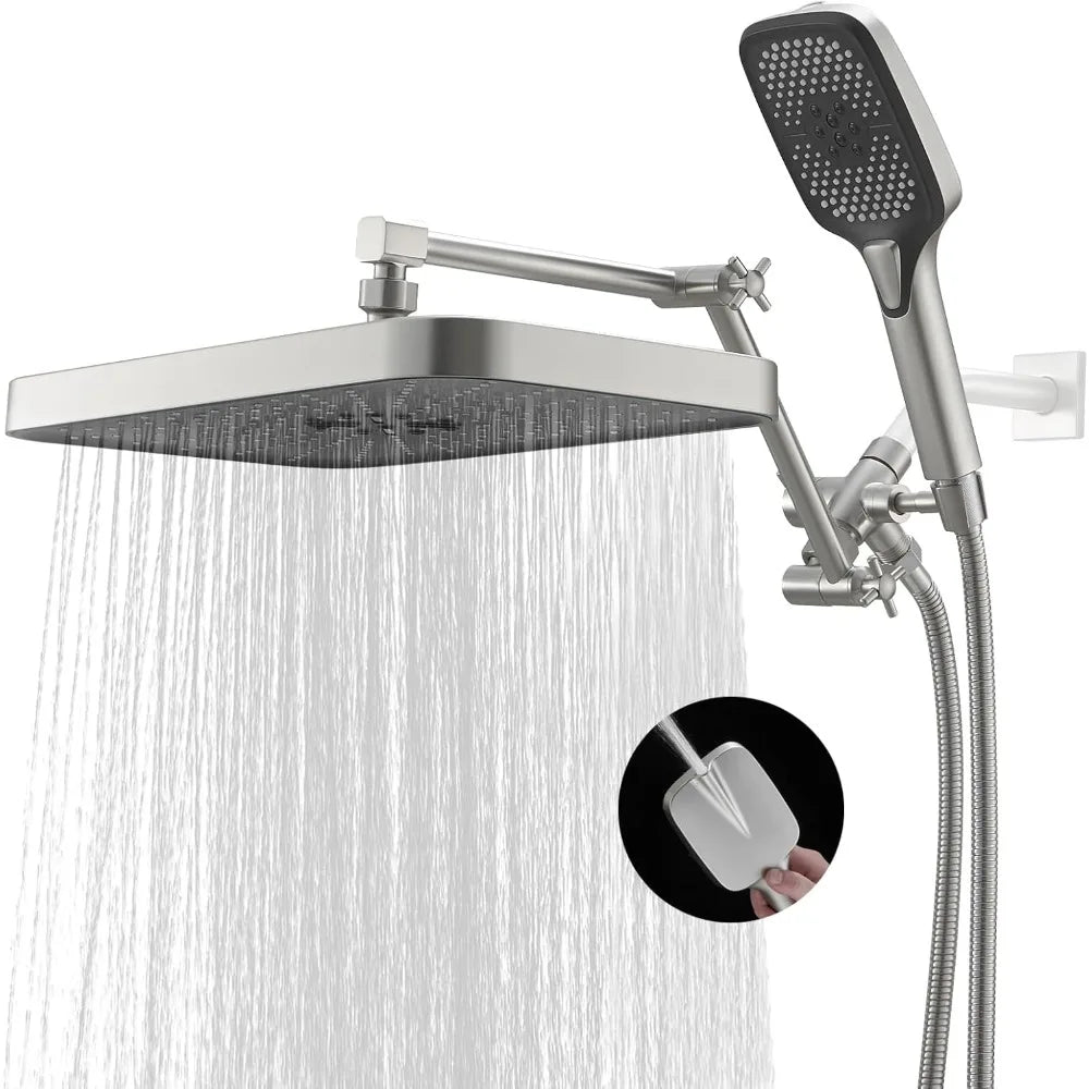 shower head，14 Inch Shower Head With Handheld, High-Pressure Rain/Rainfall Shower Heads With 3+1 Settings Handheld Spray,