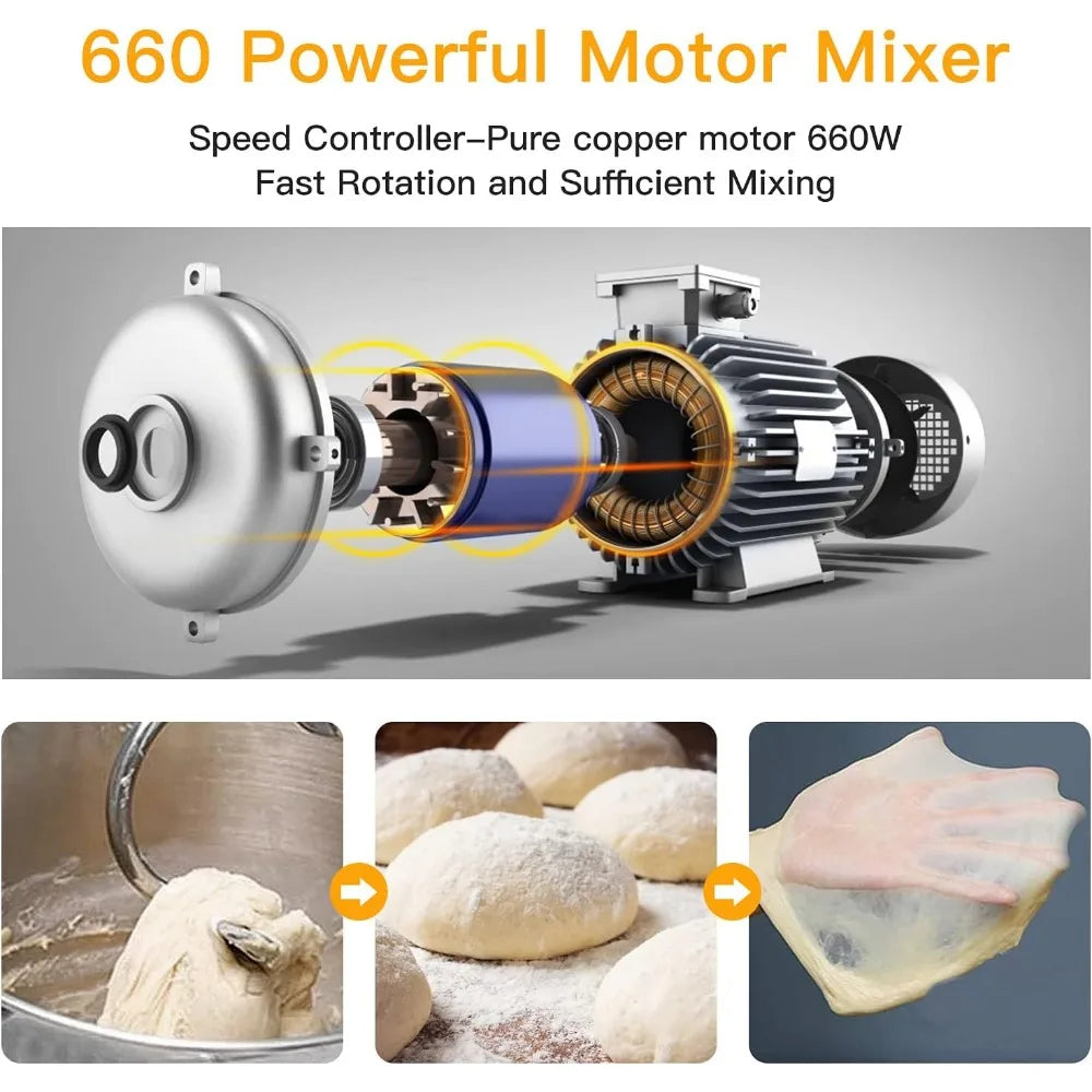 7.5QT Kitchen Electric Food Mixer 10-Speed Tilt-Head Dough Mixer for Baking Cake,