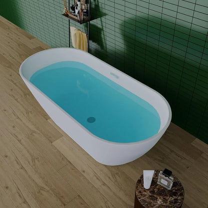 reestanding Bathtub Contemporary Soaking with Chrome Overflow and Drain, Stylish Modeling Design Comfortable Soaking Experience