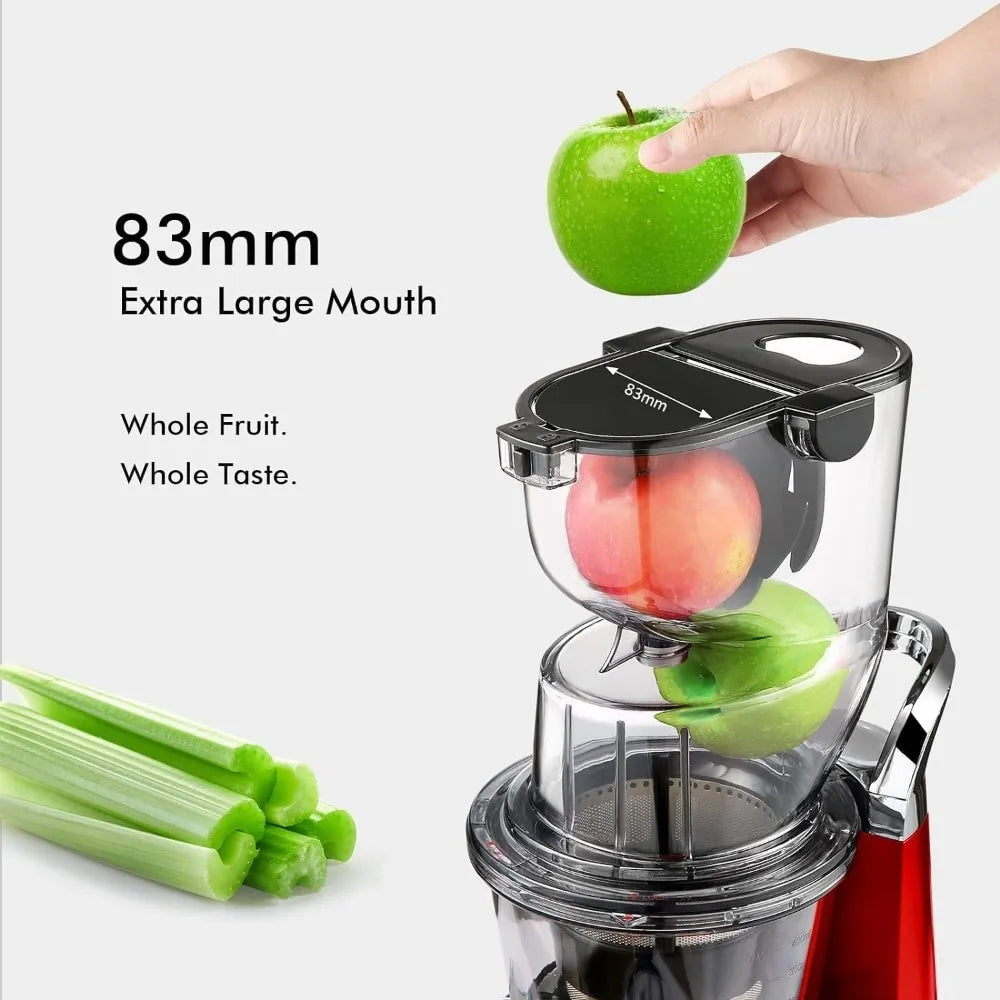 Cold Press Juicer Machines with 83mm Big Mouth, Whole Slow Masticating Juicer, Juice Extractor Maker Squeezer for Fruits