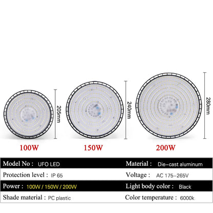 Super Bright LED Industrial Lighting Garage lights 100W 150W 200W High Bay Light IP65 Waterproof For gym Warehouse Factory