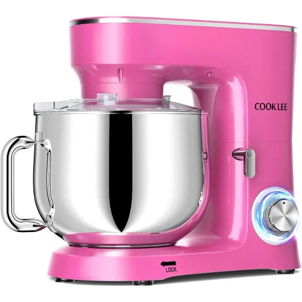 COOKLEE Stand Mixer, 9.5 Qt. 660W 10-Speed Electric Kitchen Mixer with Dishwasher-Safe Dough Hooks, Flat Beaters