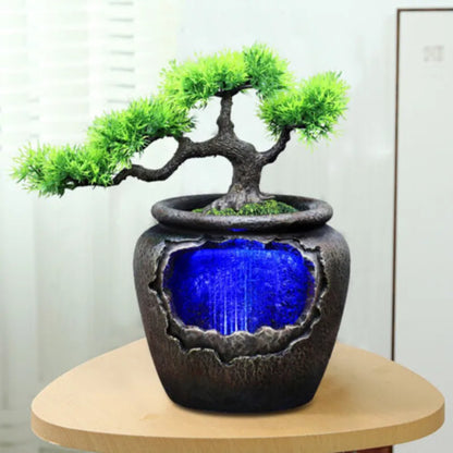 Indoor Water Waterfall Fountain Rock Feng Shui Decoration Desktop Desk Accessories Figurines Living Room Decoration