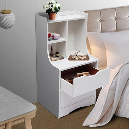 2-Drawer Bedroom Night Stand Bedside Table Furniture End Side Storage Desk White