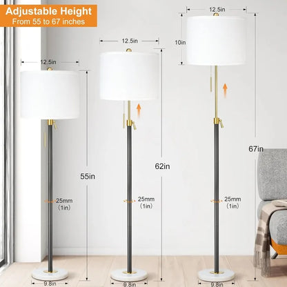 Floor Lamp for Living Room, Black Standing Lamp, Floor Lamp for Bedroom Office, Modern Tall Floor Lamp with Linen Shade