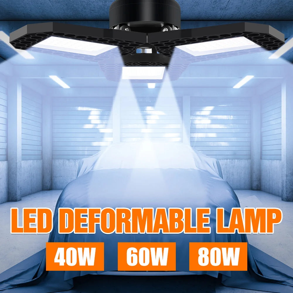 LED Garage Lamp E27 Spotlight Deformable Ceiling Lights 220V LED Chandeliers For Industrial Warehouse Lighting High Bay Lamps