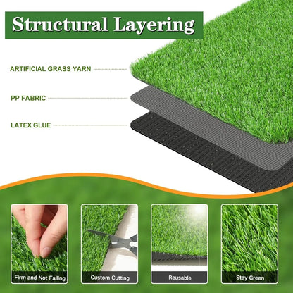 Artificial Grass Turf Lawn 5' x 8' Outdoor Rug, Large Realistic Turf for Garden, Yard, Home Landscape, Playground, Dogs Syntheti