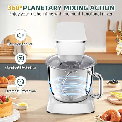 Stand Mixer, 5.5QT 10+P Speed Tilt-Head Kitchen Electric Mixer, Food Mixer with Stainless Steel Bowl, Dough Hook, Flat Beater