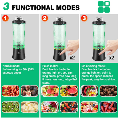 600ml Portable Mini Blender,USB Rechargeable Small Smoothie Blender,Large Capacity Travel Blender Portable Smoothies,Blends Ice