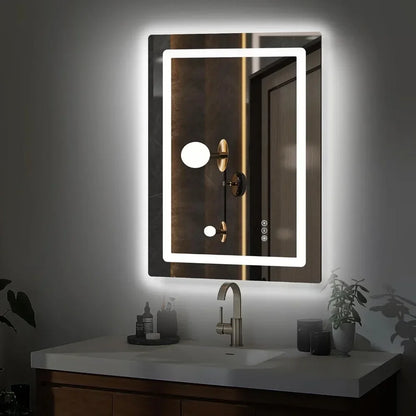 Mirror cabinet, bathroom vanity mirror, wall mirror with light, dimmable front and rear mirrors, double LED lights anti-fog