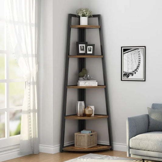 Tribesigns Bookcase Corner Book Shelf Rack Wood Bookshelf Storage Shelves