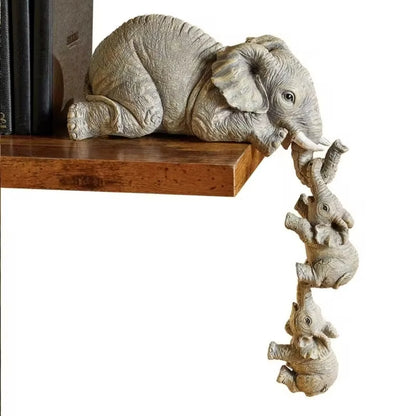 New 3pcs/set Cute Elephant Figurines Elephant Holding Baby Elephant Resin Crafts  Furnishing Gift