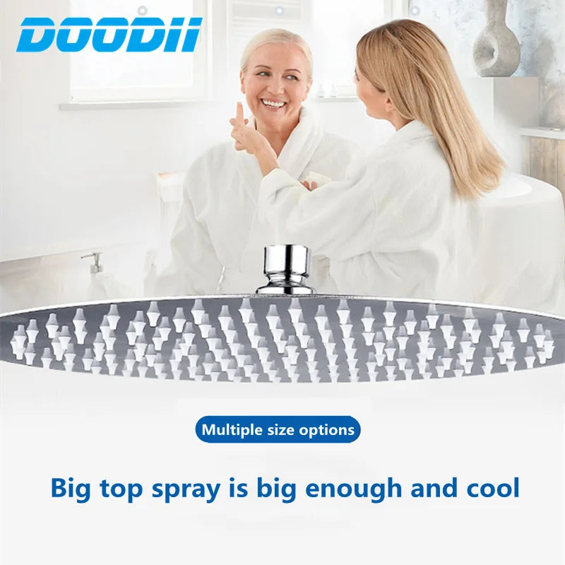 DOODII Removable Shower Heads Stainless Steel Square Round Rainfall Shower Head High Pressure Handheld Bathroom Accessories