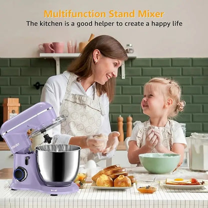 3-IN-1 Electric Stand Mixer Set 660W 10-Speed with Pulse Button 6.5QT Bowl Dough